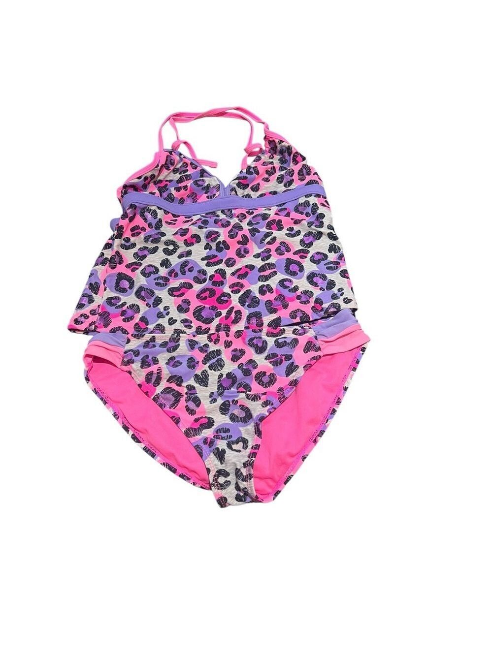 Angel Pink and Purple Leopard Kids Bikini